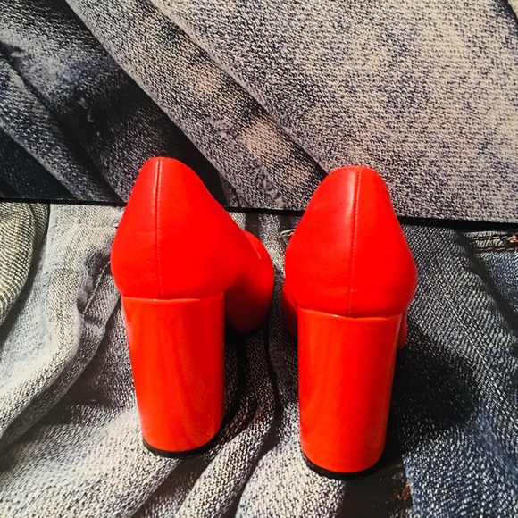 Bright Chunky Orange Heels - Picture 3 of 4